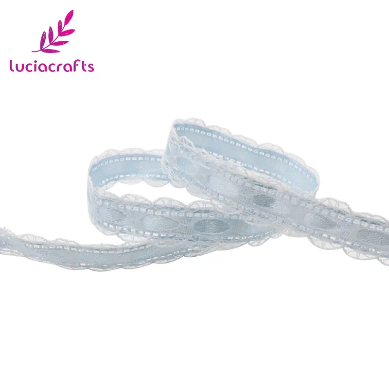 light blue 5y Lucia crafts, разные цвета, 10 мм, полиэстер, мягкая кружевная лента, вышитая лента, сделай сам, ручная работа, P0509 - Цвет: light blue 5y