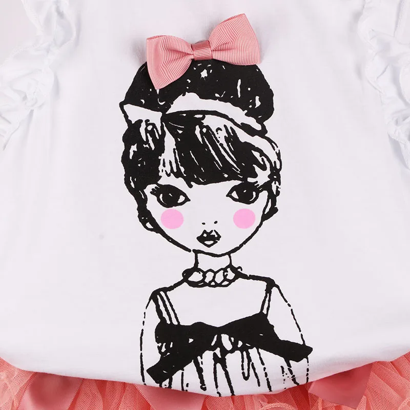 2018 new children's suit spring and autumn white girl print pattern strapless camisole + pink fashion skirt kids clothes | Детская