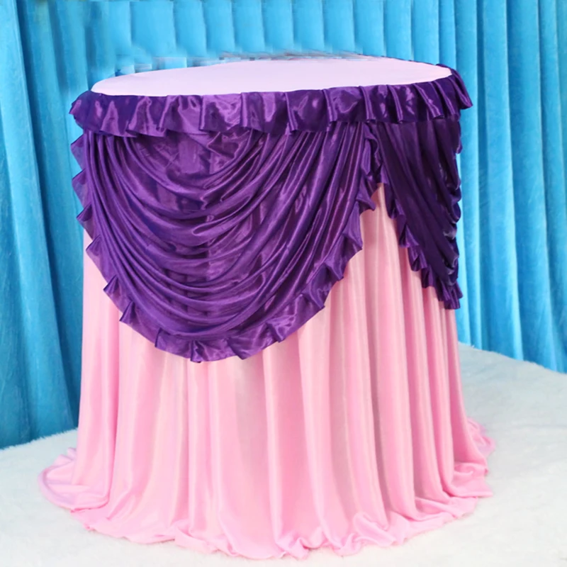 Круглая настольная юбка свадебная декоративная цвета шампанского с двойными