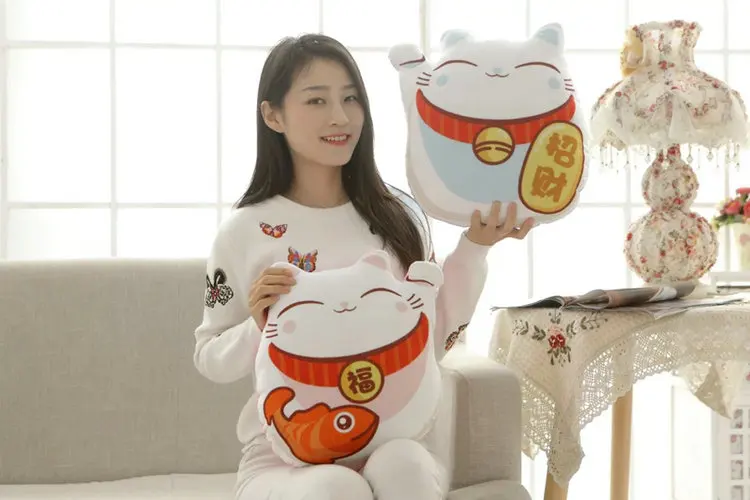 Прямая Kawaii Maneki Neko подушка мягкая плюшевая подушка детский подарок плюшевые игрушки китайский узел кошка маленький кулон