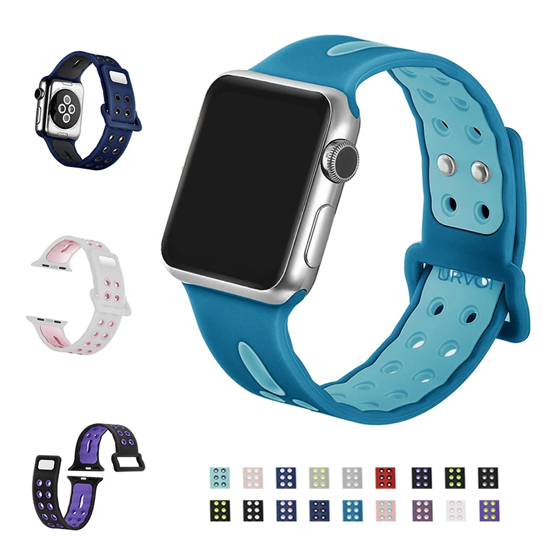 Urvoi новая группа для Apple Watch Series 1 2 3 Легкий дышащий силиконовый спортивный ремешок