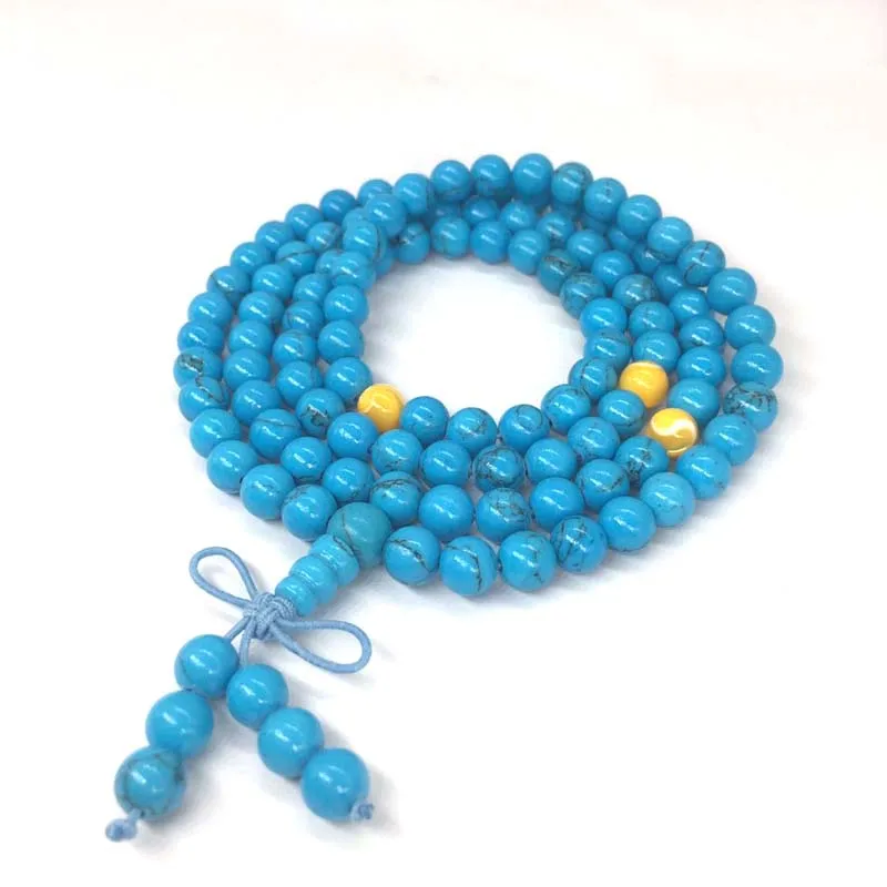 Kuijia синий тур quoise 6 мм 108 бисер браслеты Для мужчин и горе jewelry браслет|Плетеные