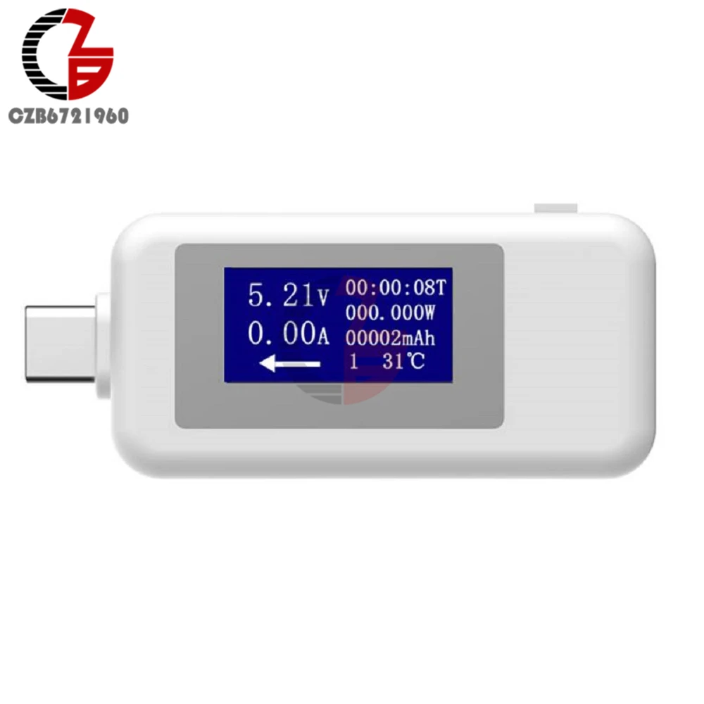 White QC3.0 type-c USB Тестер светодиодный цифровой вольтметр Амперметр термометр измеритель напряжения тока зарядное устройство Доктор для iPhone huawei - Цвет: White