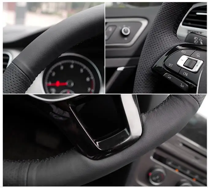 Черные сапоги из натуральной кожи PU углеродного волокна Чехол рулевого колеса