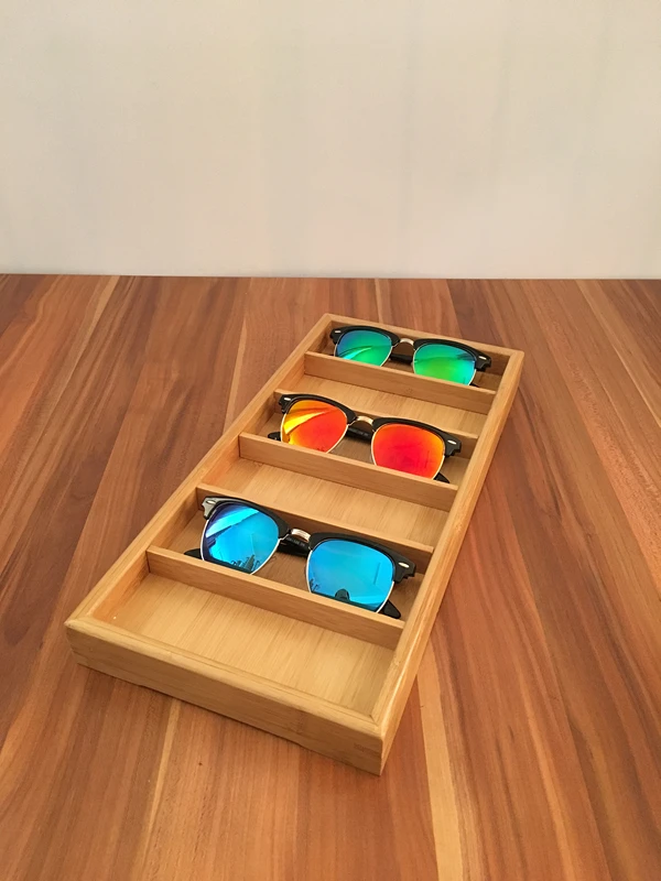 Bamboo glasses display box Storage case retro trend Fashion high-end supplies 6slots | Дом и сад