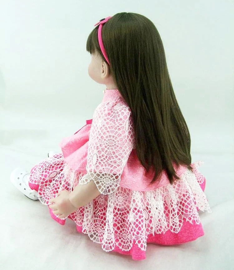 59 см силиконовая кукла для новорожденных девочек с черными волосами виниловая