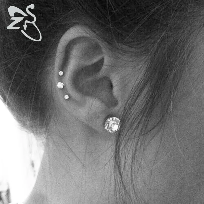 Женские серьги гвоздики с кристаллами 6 пар 16 г модные для пирсинга бижутерия