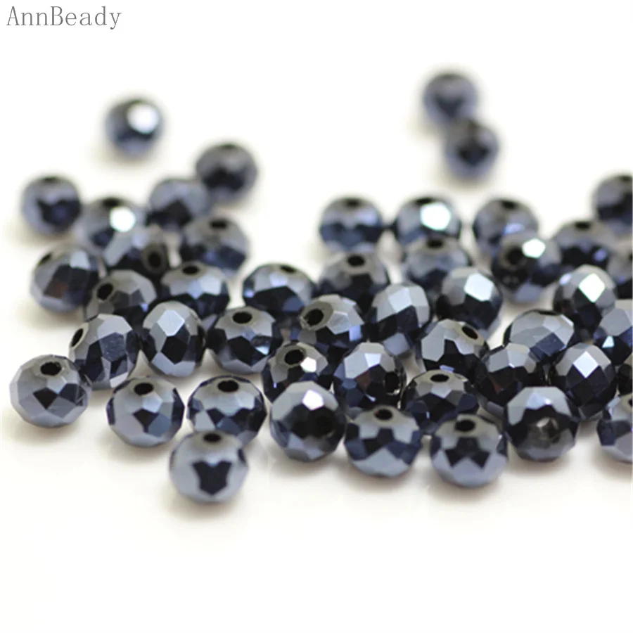 ink blue AnnBeady, одноцветные, зеленые, 3*4 мм, 145 шт, Rondelle, австрийские граненые Хрустальные стеклянные бусины, свободные разделительные бусины для изготовления ювелирных изделий - Цвет: ink blue
