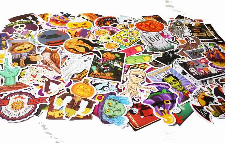 100 шт./компл., Водонепроницаемый ПВХ Хэллоуин Стикеры уличных танцев Doodle Стикеры Набор для украшения фестиваля
