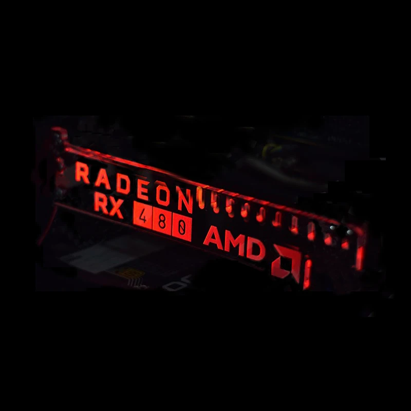 Новейший красный светодиодный модуль с расширенной версией для RADEON RX 480 AMD, светящаяся основная компьютерная коробка, видеокарты с поддержкой рамки, дисплей, карта HIS - Цвет: Красный