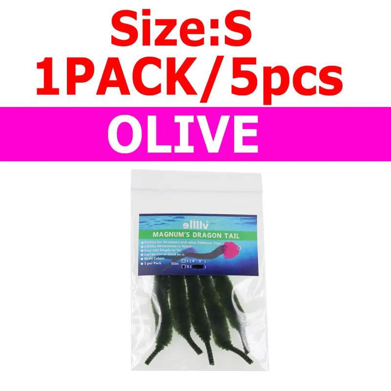 5pcs Olive Bimoo 5 шт./упак. маленькая версия mangum в их первоначальном Дракон Хвост стример для Щука мускусный летать соленой воды мушки рыболовные приманки(9 см - Цвет: 5pcs Olive