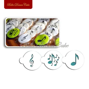 3 шт.компл. трафарет для печенья с музыкальными нотами, набор из пищевого пластика, инструменты для украшения торта, трафарет для свадебного торта, формы для помадки, в виде трафарет