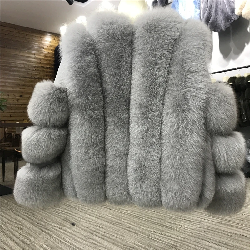 Женское теплое пальто из натурального Лисьего меха короткая тонкая зимняя куртка из натурального меха Новая модная верхняя одежда роскошное пальто из натурального Лисьего меха