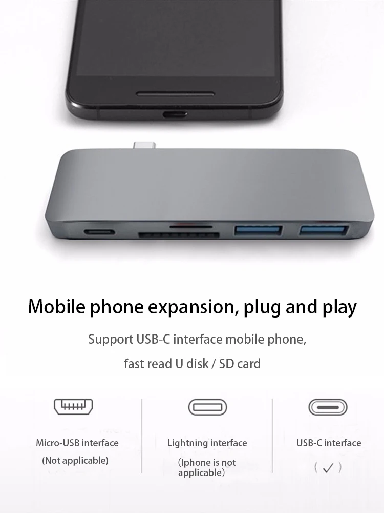 USB type c к USB3.0 3 в 1 usb концентратор PD Быстрая зарядка 3A 60 Вт USB3.1 TF SD карта для Macbook Lenovo