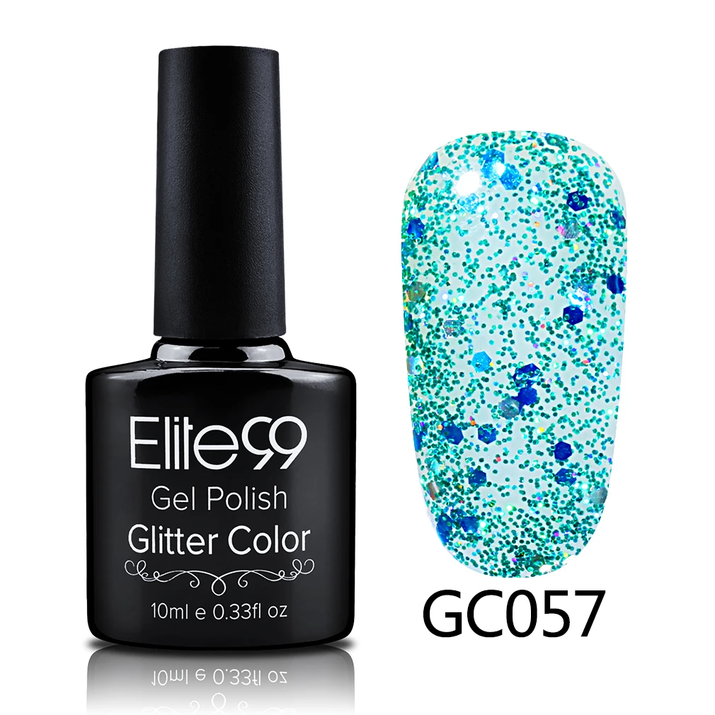 S-GC057 Elite99 10 мл Soak Off блёстки Блеск УФ гель лак Diamond для ногтей гель для ногтей с блестками красота направление Atr - Цвет: S-GC057