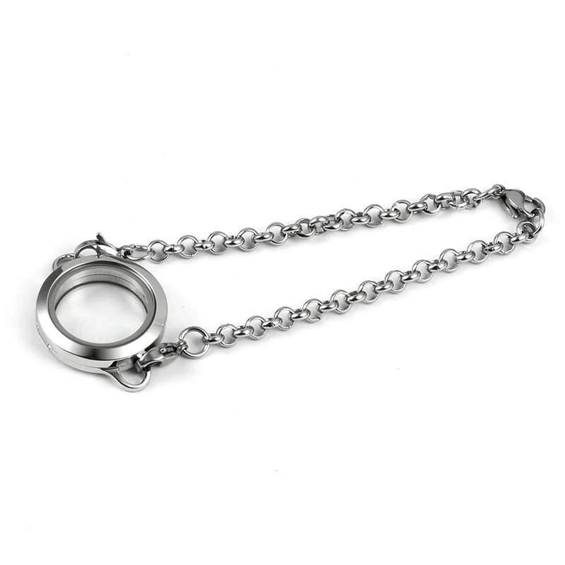URSJEWELRY Новое поступление 316L нержавеющая сталь 25 мм Магнитные Серебряные Плавающие Медальоны живой медальон памяти браслет цепочка браслеты