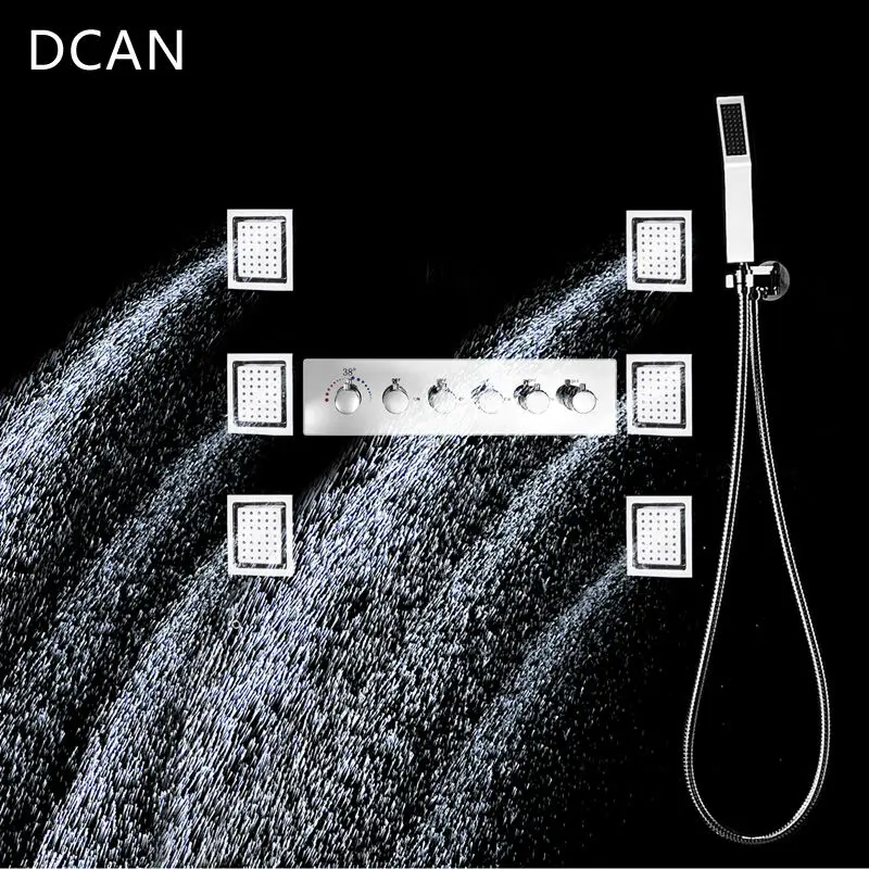 Набор для душа с дождевой насадкой 5 спрятанных ванн душа|thermostatic shower faucet|shower