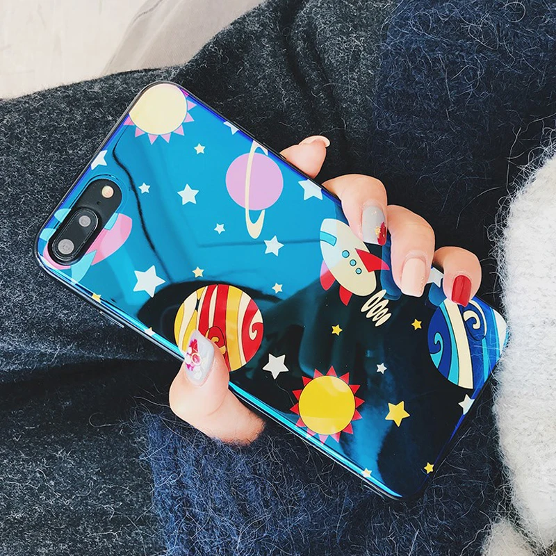 Модный милый Blu-Ray чехол для телефона для iphone 7 чехол Мягкая силиконовая задняя крышка для iphone 6 6S 7 8 Plus X космическая планета звезды чехол s