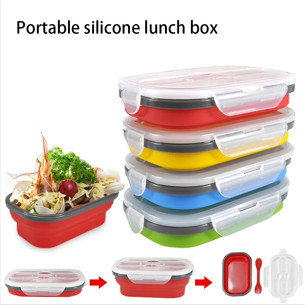 

Силиконовый японский Ланч-бокс с отсеками, креативный контейнер для микроволновой печи, для детей, для школы, пикника, для микроволновой печ...