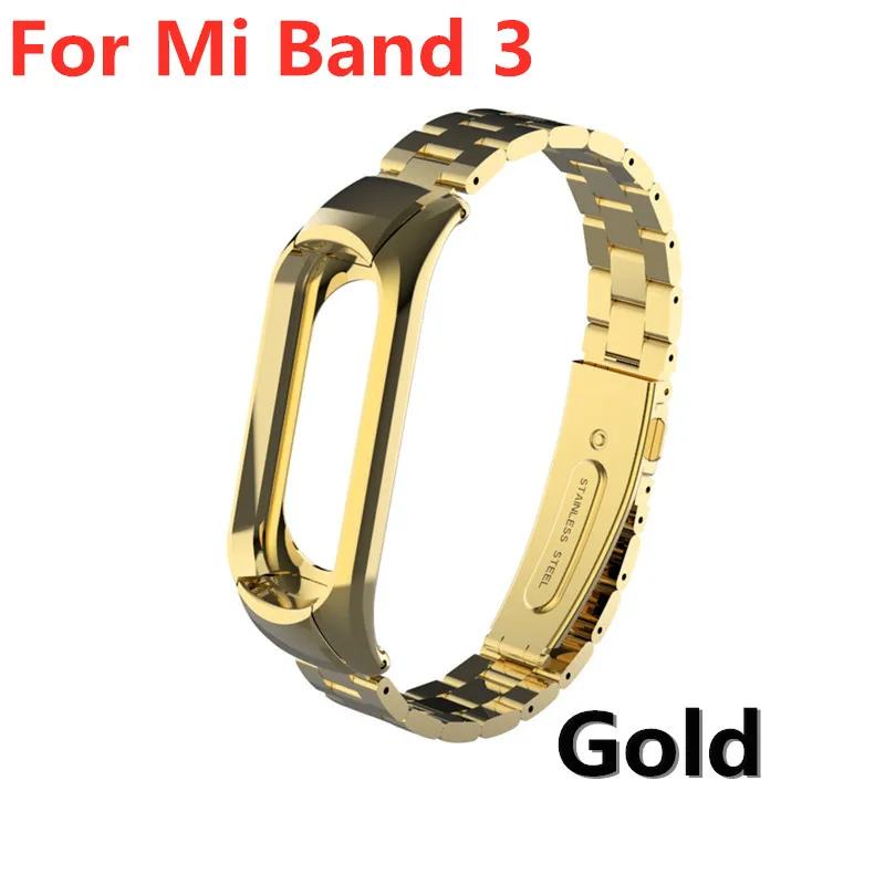 Mi band 3 mi band 4 сменный металлический ремешок на запястье браслет из нержавеющей стали браслеты mi Band 3 ремешок для Xiaomi mi band 4 - Цвет: Золотой