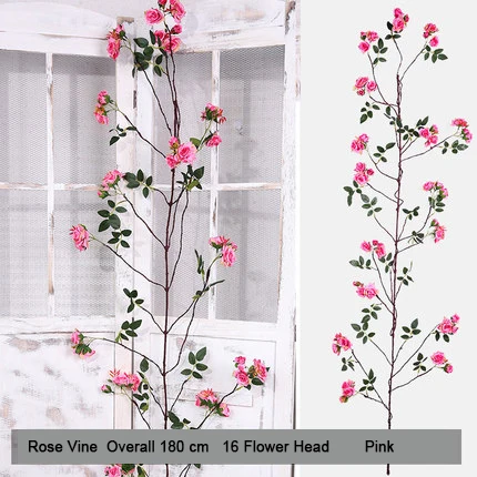 180cm Pink Xuanxiaotong сиреневые искусственные цветы лоза Магнолия цветок розы из ротанга для весны свадебная АРКА аксессуары подвесная настенная гирлянда - Цвет: 180cm Pink