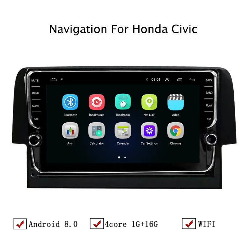 9 "Android 8 1 автомобильный gps навигатор для Honda Civic 2016 Автомагнитола стерео головное