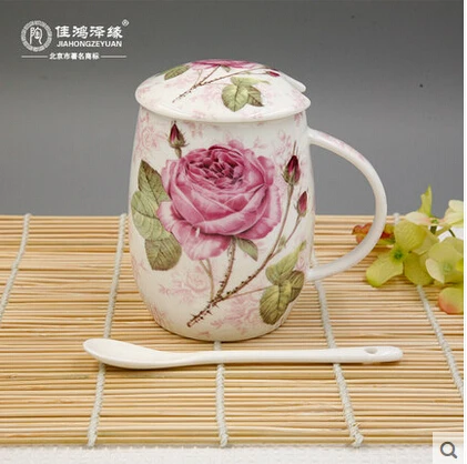 Костяной фарфор чаша керамика ложка с крышкой влюблённые барабан | Дом и сад