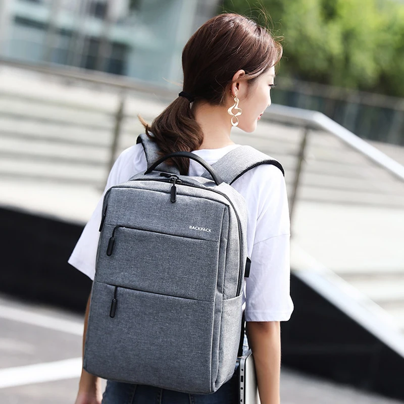 2019 повседневное Модные простые и легкие рюкзак для ноутбука зарядка через usb Backbag