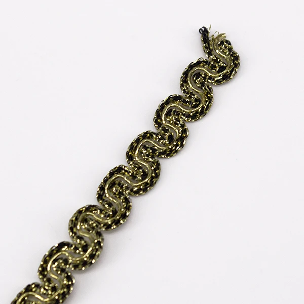 Черная Золотая плетеная кружевная ткань отделка модно украшенная ленточная