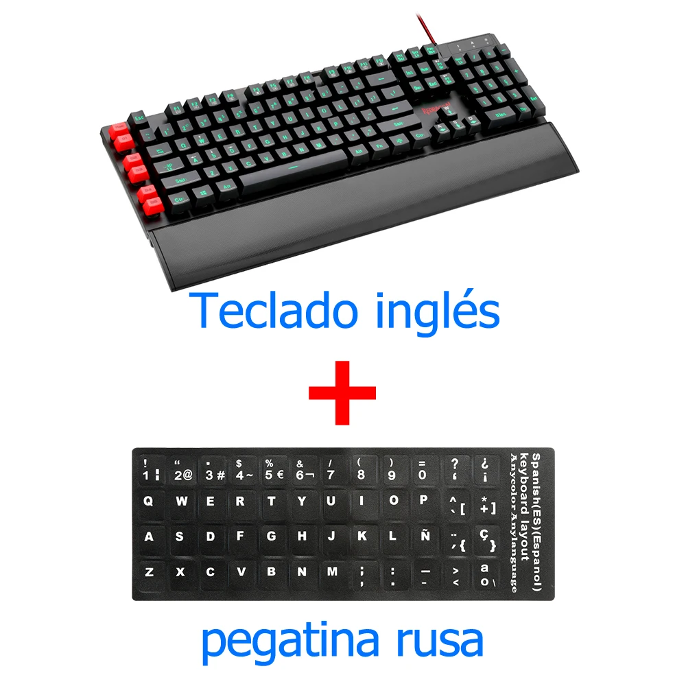 Redragon K505 USB игровая Мембранная Клавиатура эргономичный 7 цветов светодиодный подсветка клавиш полный ключ анти-ореолы 104 проводной компьютер геймер ПК - Цвет: K505 ES