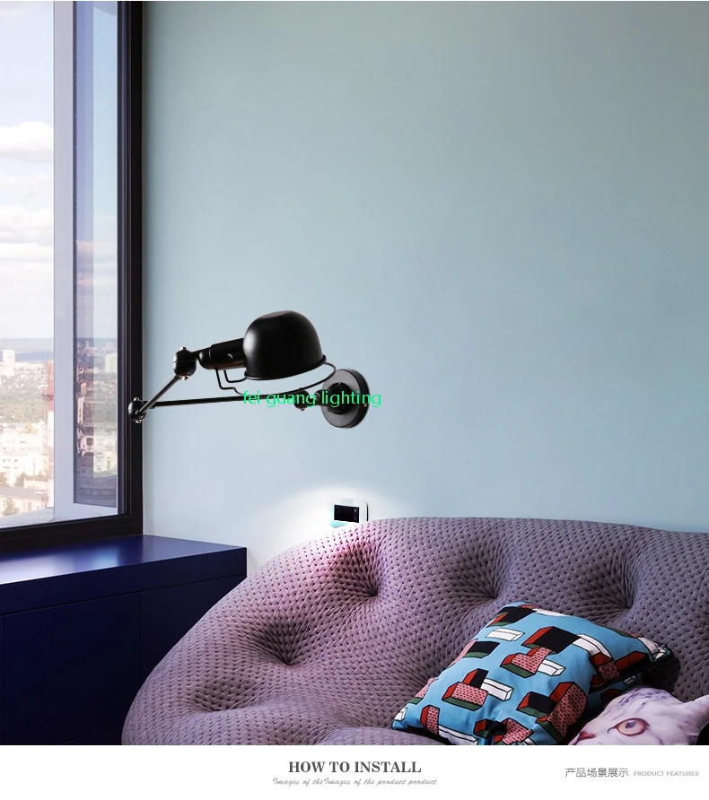 Регулируемая настенная лампа Красного/белого/черного цвета украшение для