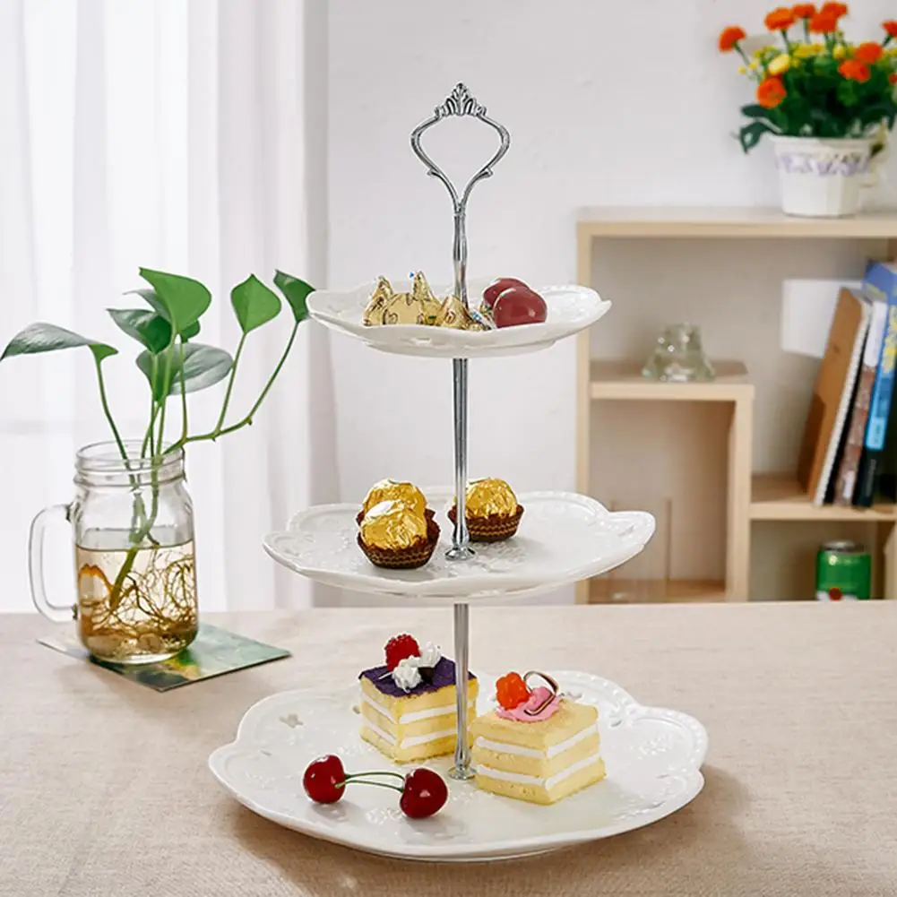3 яруса круглый поднос платтеры закуска десерт торт тарелка подставка держатель