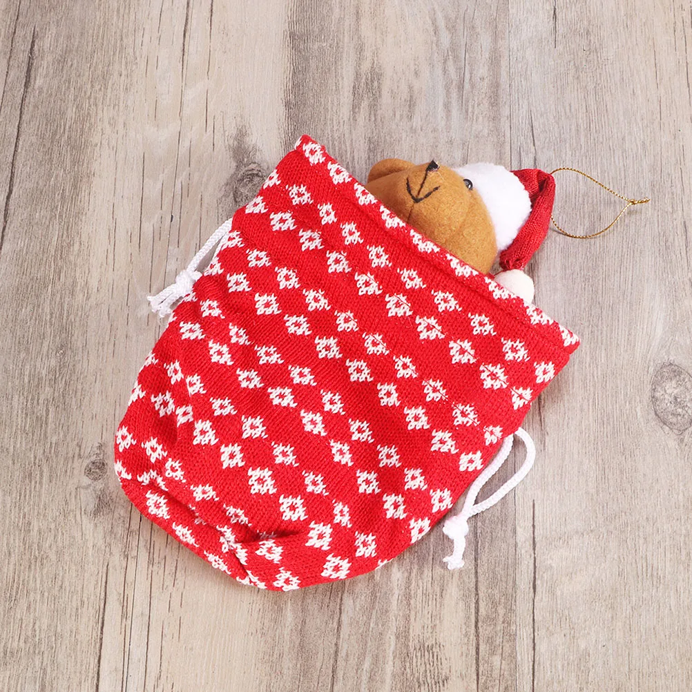 3pcs Wool Cute Knitting Drawstring Bear Candy Bag Gift for Home Party Decoration Christmas | Дом и сад