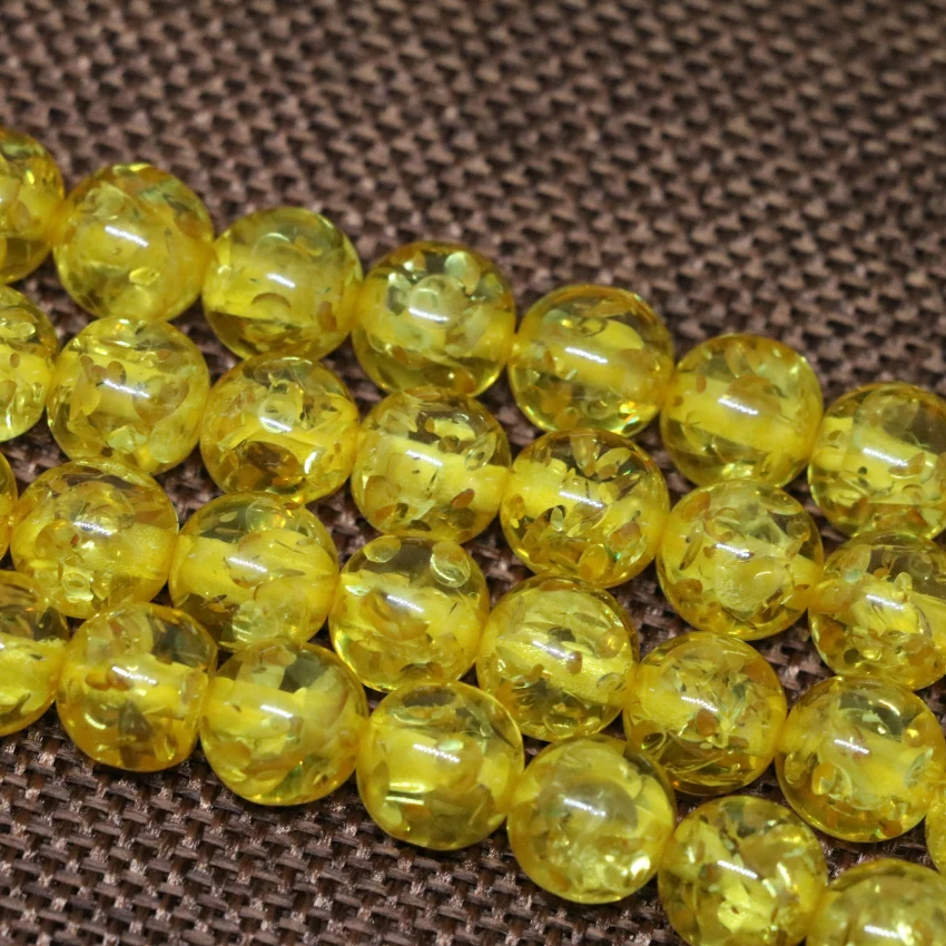 

Gold-color yellow resin charming beeswax 5mm 6mm 8mm 10mm round hot sale loose spacers accessories beads diy jewelry 15inch B47
