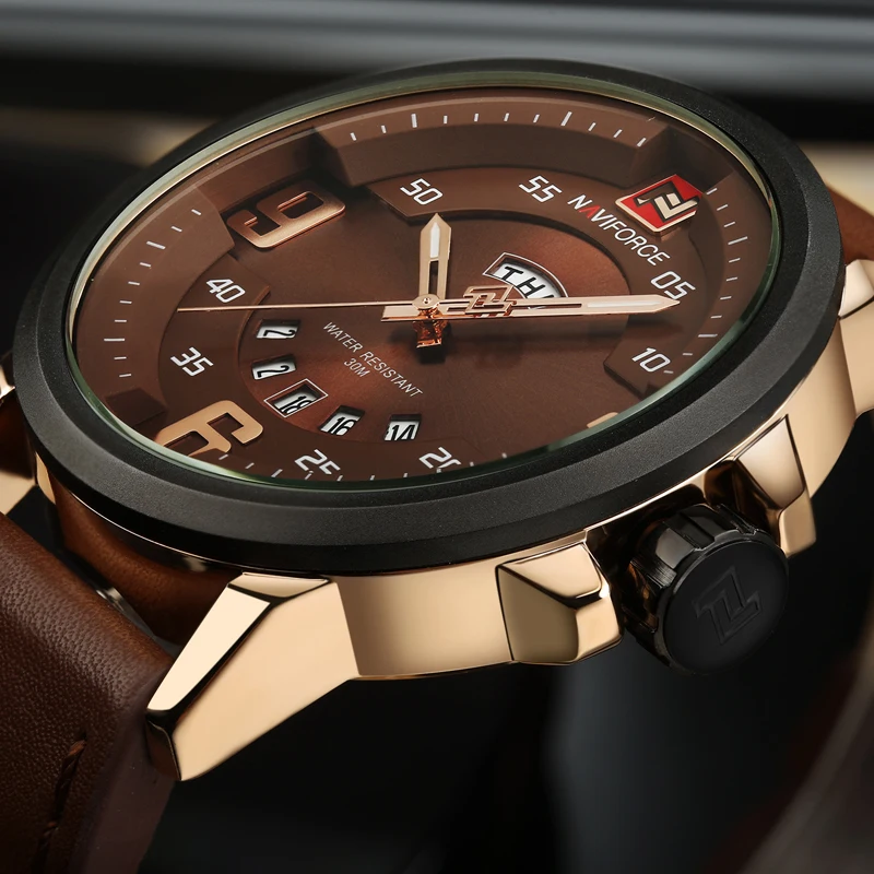 2016 NAVIFORCE Brand Analog Quartz Watch Men Waterproof Fashion Casual Sports Watches Man Leather Wristwatches Relogio Masculino | Наручные