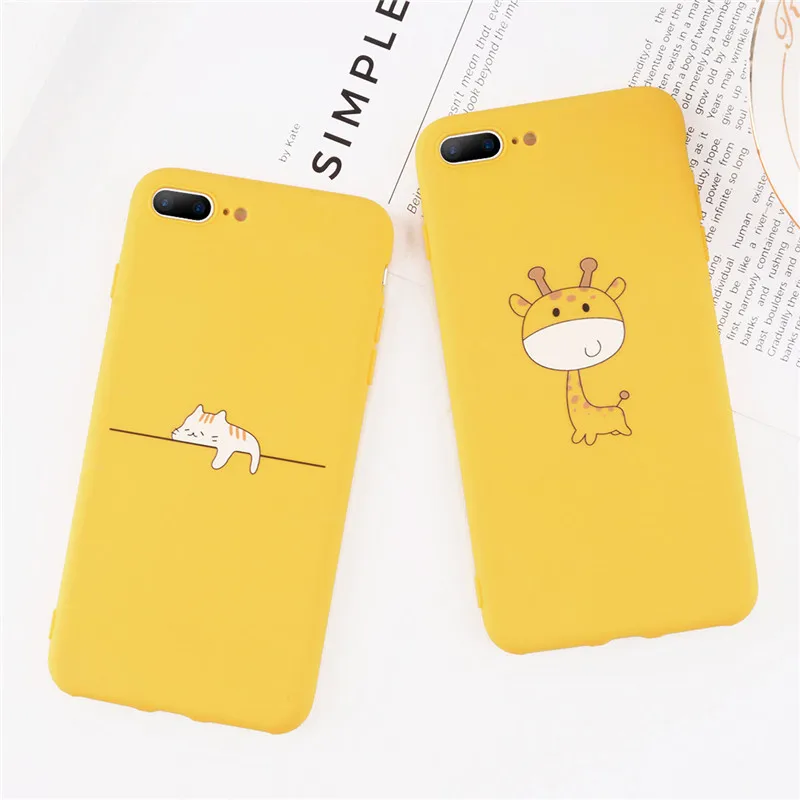 Zagter yellow candy Cover For iPhone 6 7 8 Plus X XR XS Max Cartoon Cat Phone Case 11pro Soft Back |