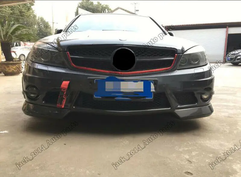 Для 2008 2009 2010 2011 Benz C Class W204 C63 седан AMG Реальные углеродного волокна переднего бампера v-стиля