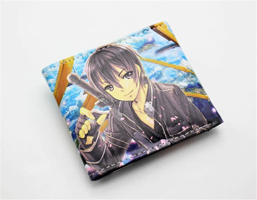 Аниме Sword Art Online SAO Kazuto Pu короткий кошелек двойной фото держатель для карт слоистая кнопка мужской кожаный кошелек с принтом для мальчиков и девочек