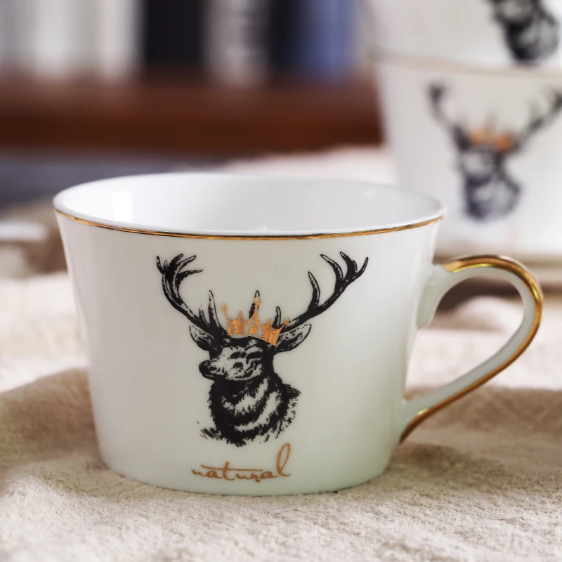 200 мл роскошный стиль лося керамическая костяная китайская кофейная чашка блюдце