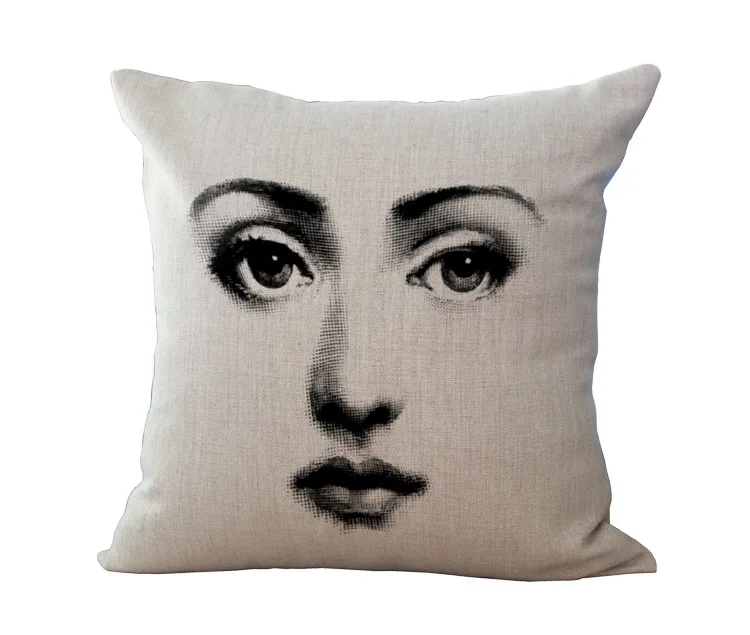 Винтаж Fornasetti Ангел лица бросить подушку крышка декоративная массажер подушки белье Zip DIY Home Decor подарок "18X18''