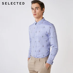 Мужская рубашка с длинными рукавами, из хлопка и жаккардовой ткани