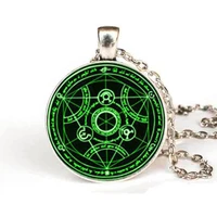 full metal alchemist transmutation circle pendant necklace alchemist green circle necklace women men jewelry