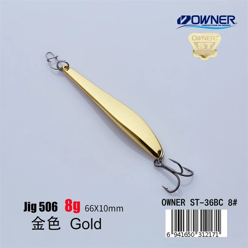 Gold 8g APADA джиггинг 506 язык 8 г владелец тройной крючок 66 мм перо Многоцветный Металлический цинковый сплав рыболовные приманки - Цвет: Gold 8g