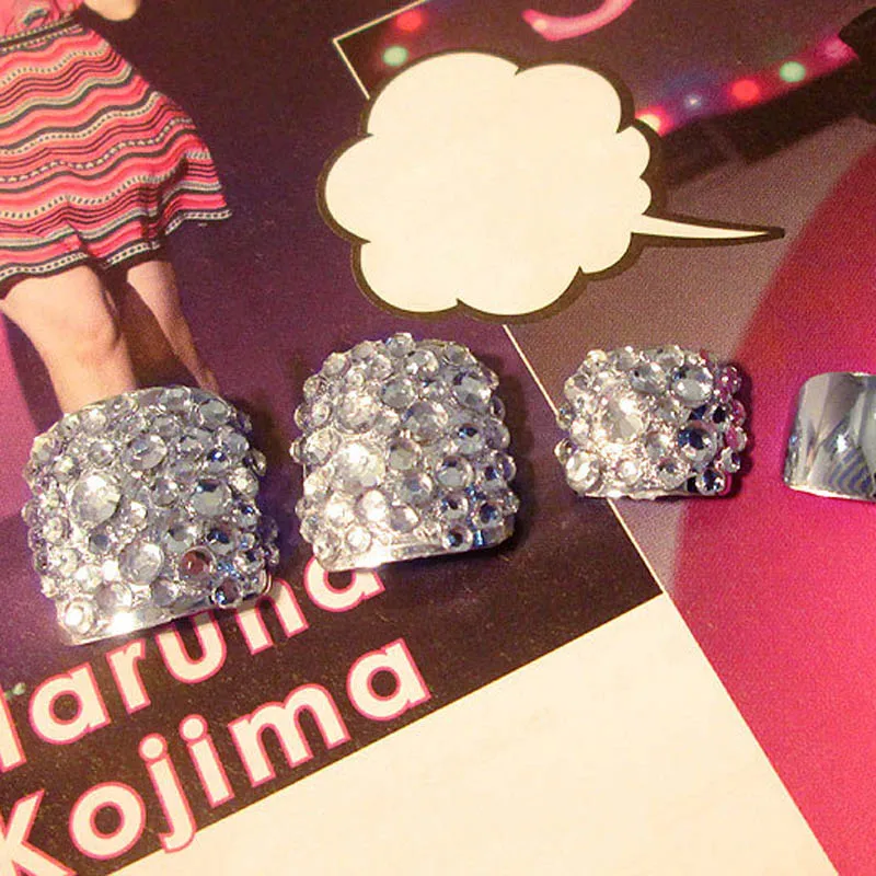 24 Pcs/Set Fashion Foot False Nail Tips Toe Art Tool Glitter Rhinestone Women Ladies Fake Toes Nails With Glue Drop Ship | Красота и