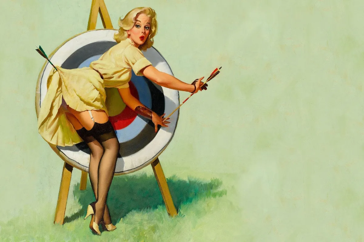 arrow target retro pin up woman TRW022 canvas fabric poster custom print (frame available) wall art room decoration home decor | Дом и сад