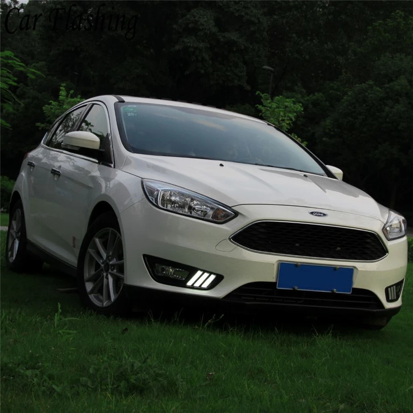 Для Ford Focus 4 DRL Вождения днем ходовые огни стайлинга автомобилей туман лампа В 12 В реле дневного света Желтый Включите