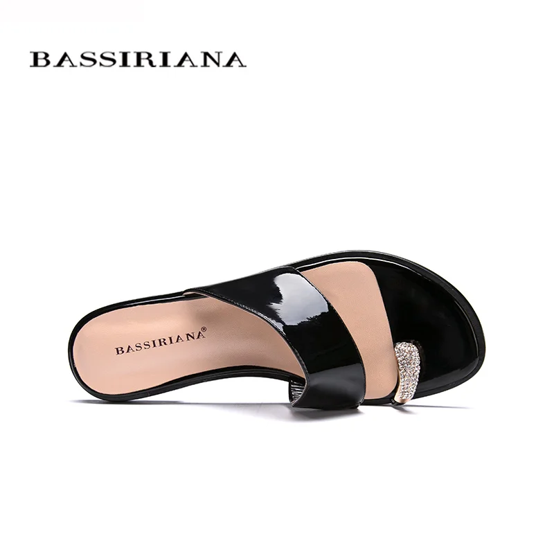 Shoes woman genuine leather Summer 2017 Red Black White patent Outside slippers sandals 35-41 Free shipping BASSIRIANA | Обувь