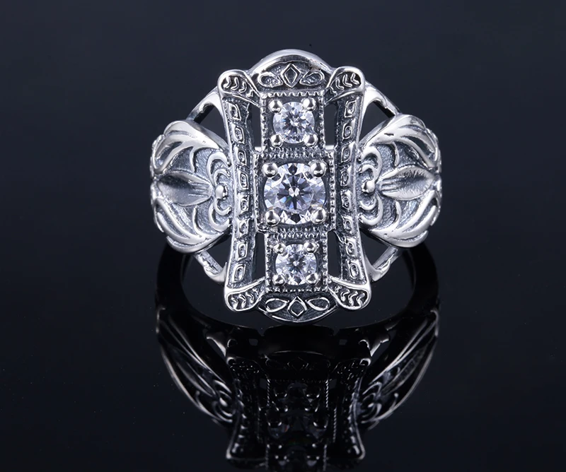 

Elegant White CZ Ring Unique Design Vintage Party Wedding Cubic Zirconia Cocktail Ring For Women 925 Silver Fashion Fine Jewelry