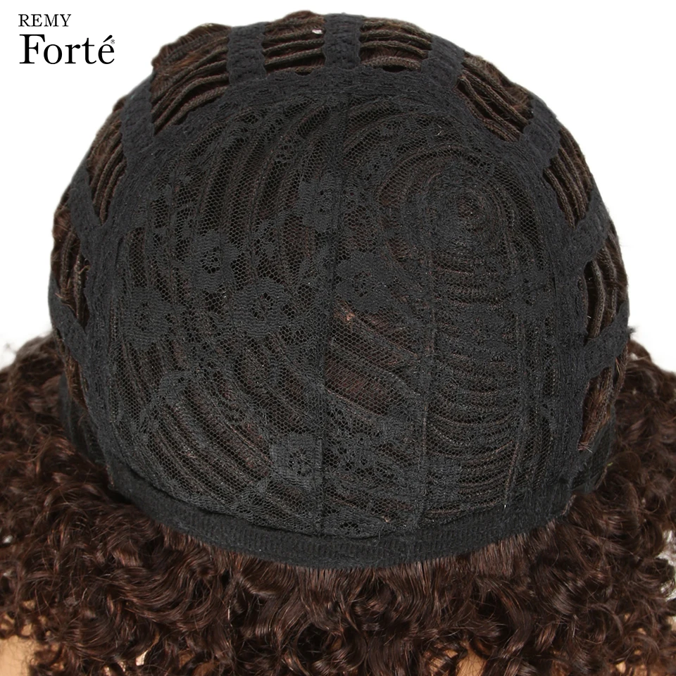 Парики из натуральных волос Remy Forte Короткие вьющиеся человеческие волосы парик