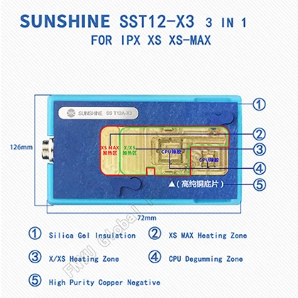 T12A-X3 SUNSHINE SS-T12A паяльная станция комплект инструмент для ремонта материнской платы для iPhone 6 7 8 X XS мобильный телефон процессор NAND Отопление ремонт - Цвет: T12A-X3